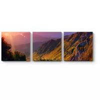 Модульная картина Picsis Летний пейзаж в горах на рассвете (60x20)