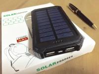 Powerbank со встроенной солнечной батареей Solar Power Bank пластиковый корпус, объем 12000 mAh (Черный)