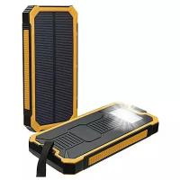 Внешний аккумулятор на солнечной батарее 8000mAh, водонепроницаемый, желтый