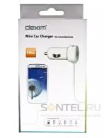 Автомобильное зарядное устройство micro USB для HTC/Samsung Galaxy S4/S3, белый. Dexim