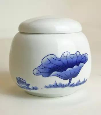 Чайница белая "Лист лотоса синий", 200 мл, керамика
