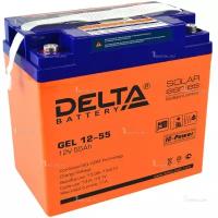Аккумулятор DELTA гелевый GEL 12-55 (12В, 55Ач / 12V, 55Ah / Вывод под болт M6)
