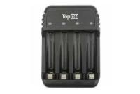 Зарядное устройство TopON для 1-4 аккумуляторов типа AA/AAA Ni-MH и Ni-Cd, LED индикатор, MicroUSB 5V, черное TOP-CH500