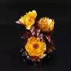 Крупная цветочная икебана из натурального янтаря на подставке