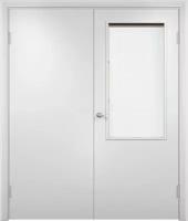 Олови Дверь гладкая двустворчатая крашенная белая стекло L-1 700+800х2000
