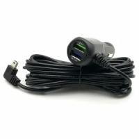 Универсальный угловой кабель MIni-USB для видеорегистратора с двух портовым USB автомобильным зарядным устройством с быстрой зарядкой QC 3.0 Fast Charger