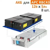 Комплект АКБ CSB, BB Battery для RBC43 (8 шт. х 12 В, 5 Ач)