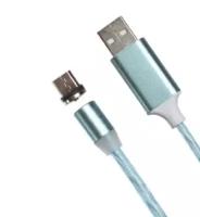 Магнитный кабель USB 360 LED Micro Usb 1000mm (Голубой)