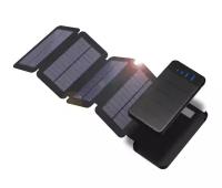Съемный внешний аккумулятор с солнечной панелью 10000 мАч, черный