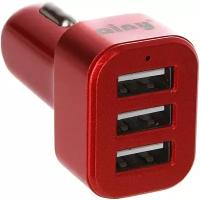 Автомобильная зарядка Ainy EB-025C с 3-мя USB-портами 3.1A (Красная)