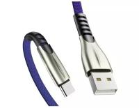 USB-кабель для зарядки 2.4А с Type C-разъемом, 1 м, синий
