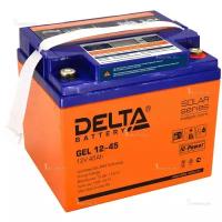 Аккумулятор DELTA гелевый GEL 12-45 (12В, 45Ач / 12V, 45Ah / Вывод под болт M6)