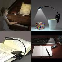 Светильник USB lemleo 7 led 3 режима 2 типа подсветки для чтения книг, гибкий, с прищепкой для письменного стола, настольная, бытовая, Встроенный аккумулятор
