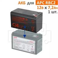 Комплект АКБ CSB, BB Battery для RBC2 (1 шт. х 12 В, 7,2 Ач)