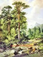 Алмазная мозаика 40x50 Paintboy Пейзаж с рекой и горами
