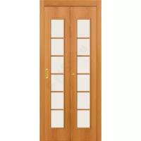 Межкомнатная дверь гармошка серии Legno 2С в цвете Л-12 (МиланОрех) остекленная. Браво, Размер 200*35
