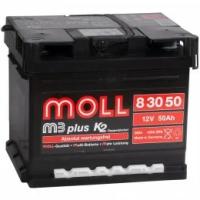 Автомобильный аккумулятор MOLL M3plus 50R (низкий) 420А обратная полярность 50 Ач (207x175x175)