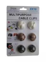 Клипса для кабеля EK16 (в комплекте 6шт), Espada (крепление проводов к стене или в автомобиле/держатель кабеля/Multipurpose CableDrop Wire Clips Holder)