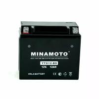 Стартерный свинцово-кислотный аккумулятор MINAMOTO YTX12-BS 12 В, 12 Ач, габариты (150х85х132)