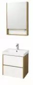 Мебель для ванной Акватон Сканди 55 белый, дуб рустикальный (тумба, раковина, зеркало)