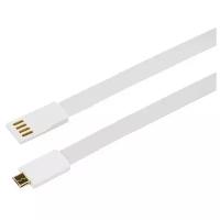 Плоский USB кабель для iPhone с разъемом Lightning 1.2 м (силиконовый шнур), цвет: Белый