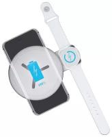 Беспроводное зарядное устройство INTERSTEP для Iphone и Apple Watch, QI12W,белый,СЗУ QC в комплекте