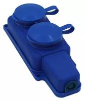 Розетка УП "Элект" РП 16-232 2-местная штепсельная переносная с заземляющим контактом брызгозащищенная синяя