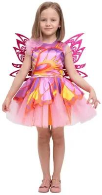 Детский карнавальный костюм для девочки Фея Стелла Winx Club (крылья и юбка) на рост 128-134