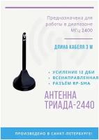 Антенна на магнитном основании Триада-2440 всенаправленная WiFi 2400 МГц разъем RP-SMA