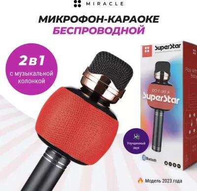 Караоке микрофон HP-2118 красный караоке беспроводной для вокала колонка с микрофоном детский