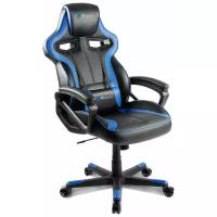 Игровое кресло FoxGamer Arozzi Milano, обивка: искусственная кожа, цвет: экокожа черная/синяя