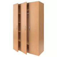 Шкаф для одежды трехдверный Мета Мебель, 1200*520*1950мм, с полками, ЛДСП бук