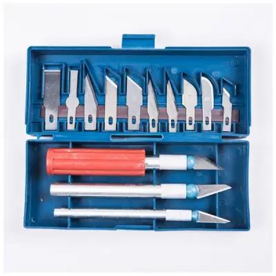 Набор инструментов Нож моделиста, 10 лезвий в комплекте / Многофункциональный нож раскройный / Канцелярский набор для творчества поделок вырезания
