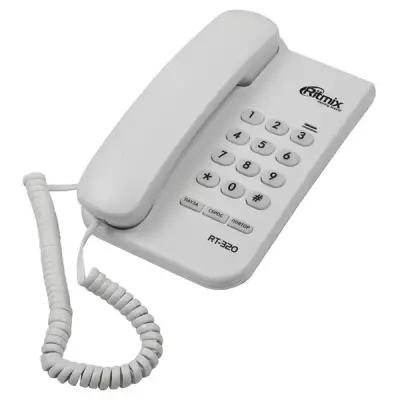 Проводные телефоны RITMIX Проводной телефон Ritmix RT-320, световой индикатор, настольно-настенный, белый