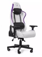 WARP Xn Игровое кресло бело-фиолетовое (экокожа, алькантара, регулируемый угол наклона, механизм качания)