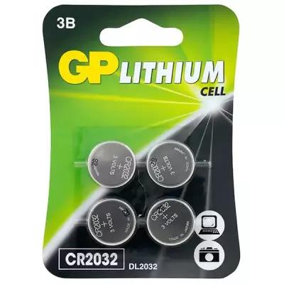 Литиевая дисковая батарейка GP Lithium CR2032 - 4 шт. в блистере