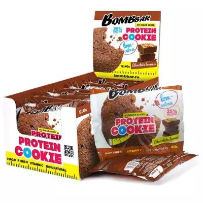 Bombbar печенье Protein Cookie низкокалорийное 40 г., 12 шт., шоколадный брауни