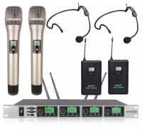 Беспроводной микрофон, головные микрофоны, ручные микрофоны, NOIR audio U 5400 HS06/H с двумя ручными и головными микрофонами для вокала, караоке