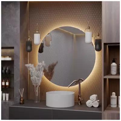 Зеркало круглое "парящее" Moon D50 для ванны с тёплой LED-подсветкой и механической кнопкой