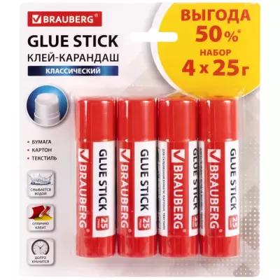 BRAUBERG Клей-карандаш Выгодная упаковка 229472 4 шт.