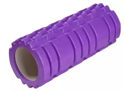 Ролик массажный для йоги и фитнеса (спортивный массажный валик), диаметр 14см, ширина 45см, фиолетовый цвет, ЭВА+ПВХ