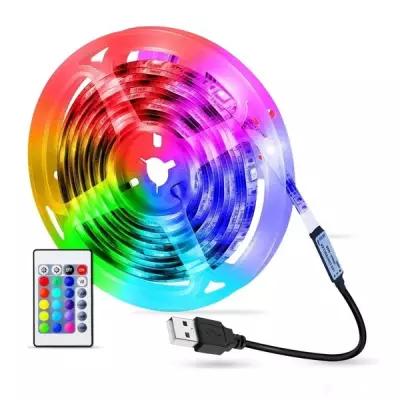 Светодиодная лента с пультом многоцветная с питанием от USB RGB для дома 2 м