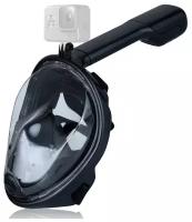 Подводная маска для плавания (снорклинга) Free Breath с креплением для экшн-камеры (черная, размер S/M)