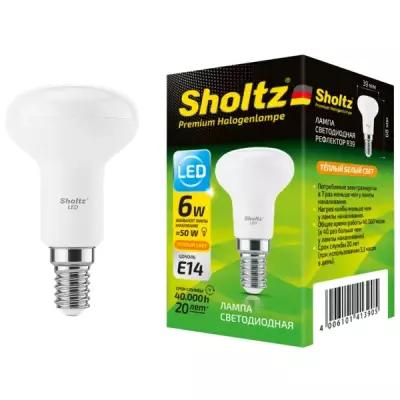 Лампа светодиодная энергосберегающая Sholtz 6Вт 220В рефлектор R39 E14 3000К пластик(Шольц) LER4139