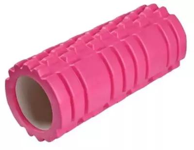 Ролик массажный для йоги и фитнеса (спортивный массажный валик), диаметр 14см, ширина 45см, розовый цвет, ЭВА+ПВХ