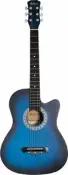 Акустическая гитара матовая, синяя. Размер 7/8 (38 дюймов) В комплекте: Чехол, Ремень, 6 Струн, Медиаторы, Гитара Belucci BС3820 BLS