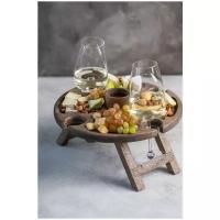 "T4-brune"Раскладной винный столик из массива дуба, Столик для вина из дерева