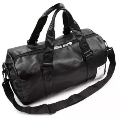 Спортивная дорожная сумка JUST FIT (Модель FFLT; 37л; Черная; Кожаная)