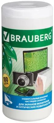 BRAUBERG 510122 влажные салфетки 100 шт. для оптики, для экрана